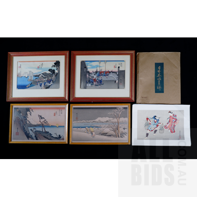A Quantity of Framed and Unframed Japanese Prints, Including Okumura Masanobu