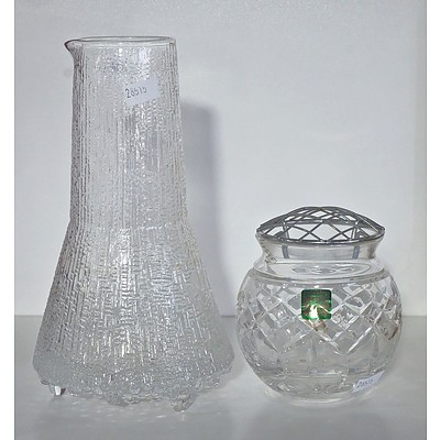 Iittala Ultima Thule Designed Pitcher and Waterford Crystal Marquis Rose Vase