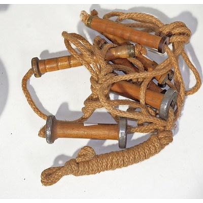 Three Vintage Wooden Handle Skipping Ropes