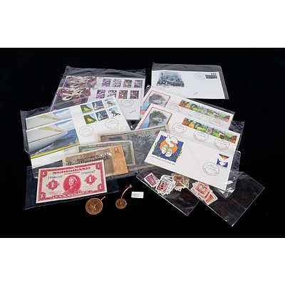Collection of First Day Covers, Loose Hungary Stamps, 1908 Germany 100 Mark Note and More