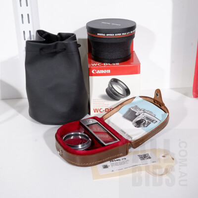 Canon Auto-Up I, Canon WC-DC58 Wide Converter and Digital Optics Super Tele 2.5x Pro High Definition Lens