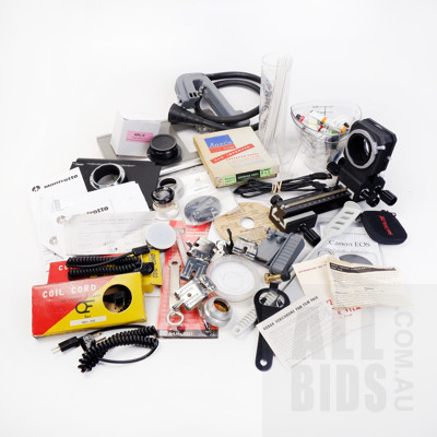 Quantity of Photography Related Items Including Canon Auto Bellows, Cables and More