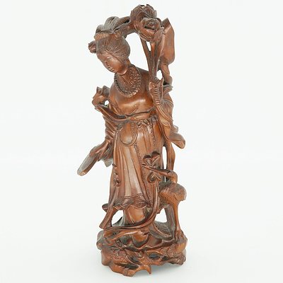 Chinese Rosewood Figures of Guanyin, Late 20th Century 