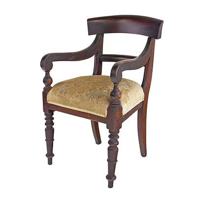 Australian Cedar Scrolled Arm Carver Chair, 3rd Quarter of the 19th Century