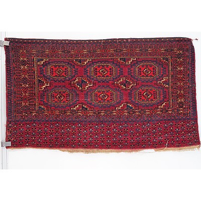 Antique Turkmen Hand Knotted Wool Pile Hanging Chuval