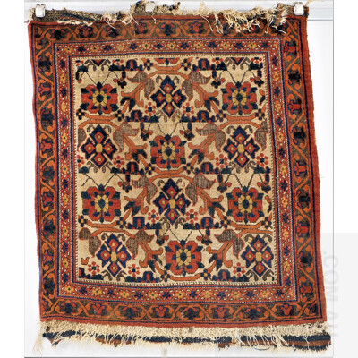 Antique Persian Shahr Kurd Bakhtiari Hand Knotted Wool Pile Cushion Panel