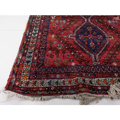 Vintage Persian Qashqai Hand Knotted Wool Pile Rug