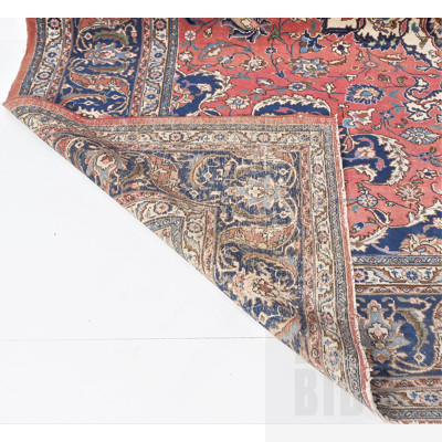 Very Large Vintage Persian Mohejeran Sarouk Hand Knotted Wool Pile Carpet