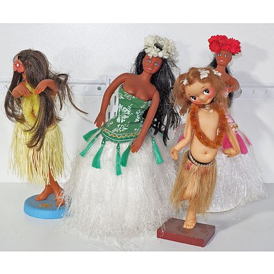 Four Vintage Hawaiian Dolls