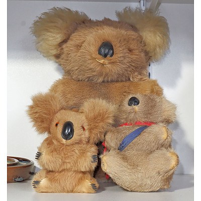 Three Burley Kangaroo Fur Koala Teddy's