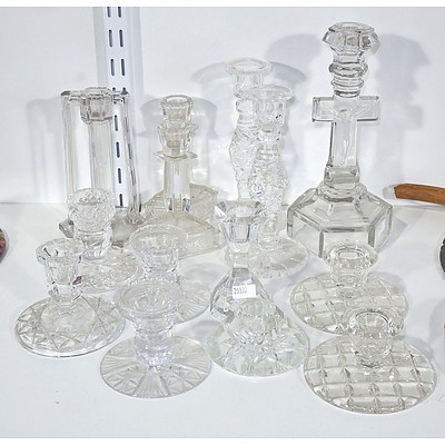 Selection of Various Crystal and Glass Candlesticks