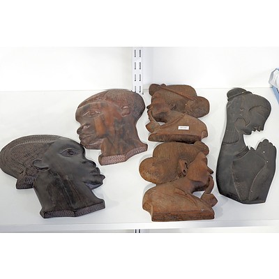 Five African Carved Busts