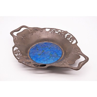 Liberty & Co Tudric Pewter and Enamel Cloverleaf Dish Designed by Archibald Knox Circa 1905