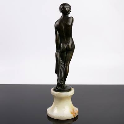 Josef Lorenzl (Austrian 1892-1950) Naked Maiden, Bronze on an Onyx Socle