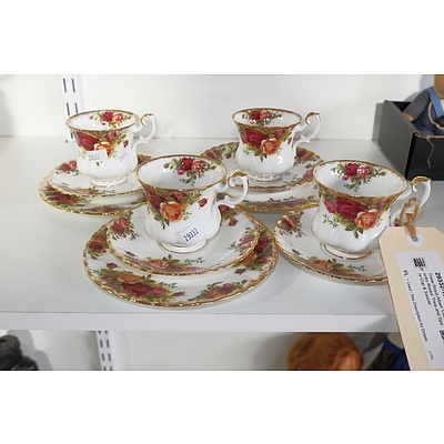 Three Royal Albert 'Old Country Roses' Trios and Spare Cup & Saucer
