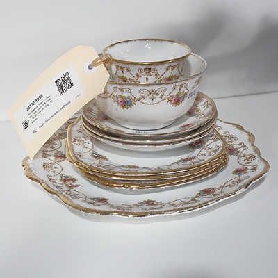 Royal Albert Crown China Cake Plate, Saucers & Plates, Sugar Bowl and Cup - 10 Pieces
