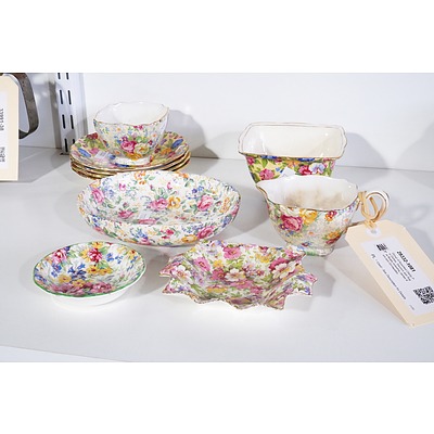 Group of Assorted Chintz Pin Dishes, Saucers and Sugar Bowls including James Kent and Grimwades