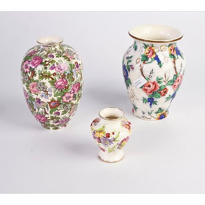 Two Crown Ducal Vases and a James Kent Miniature Vase