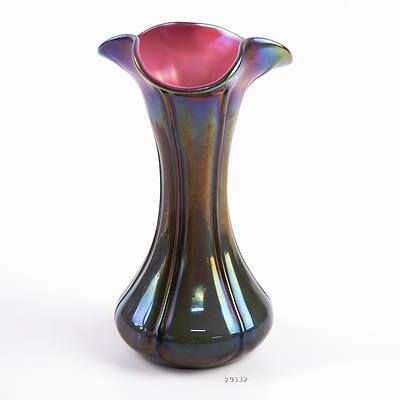 Art Nouveau Bohemian Irridescent Glass Vase