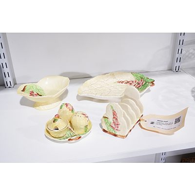 Carltonware Toast rack, Cruet Set, Pedestal Bowl and Leaf Plate
