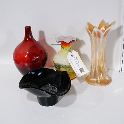 Four Various Vintage and Retro Glass Vases