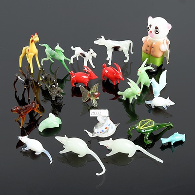 Group of Vintage Hand Blown Miniature Glass Animal Figurines