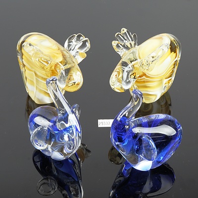 Pair of Art Glass Moose and Elephant Paperweights