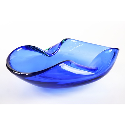 Retro Murano Cobalt Blue Glass Bowl