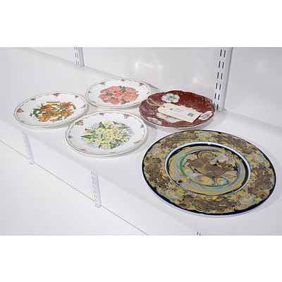 Rosenthaal Bjorn Wiinblad 'Years of the Dog' 1982 Display Plate, Three Royal Albert Floral Display Plates and a Porcelain Wall Plate