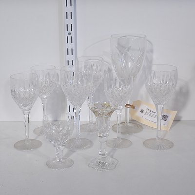 Group of Stuart and Waterford Crystal Stemware and a Rosenthaal Classic Rose Goblet