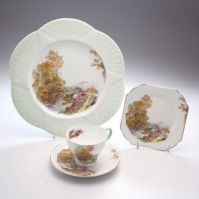 Shelley 'Heather' Trio and Round Cake Plate No 2018