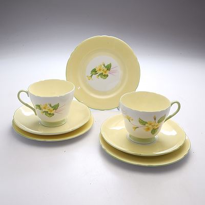 Two Shelley Yellow Iris Trios and a Spare Plate No 13745