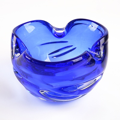 Retro Murano Cobalt Blue Glass Bowl