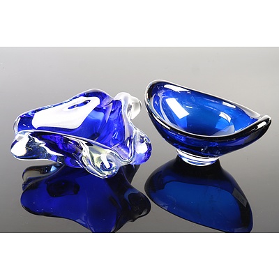Vintage Cobalt Blue Murano Glass Bowl and an Ashtray