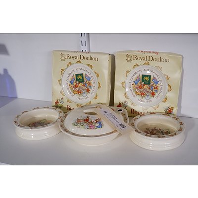 Two Royal Doulton Bunnykins Bowls, Two Plates and Lidded Tureen