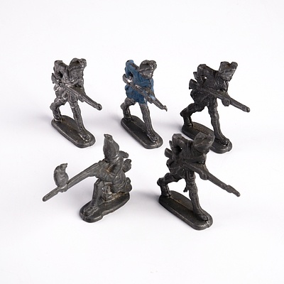 Five Vintage Lead Toy Soldiers