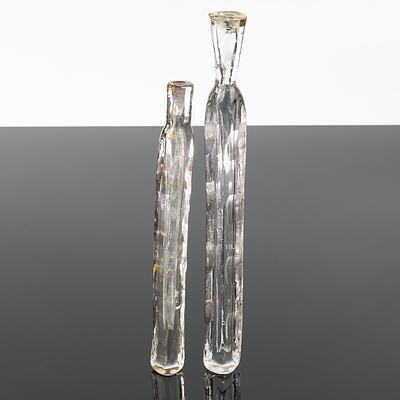 Two Egyptian Hand Blown Glass Tube Perfume Bottles