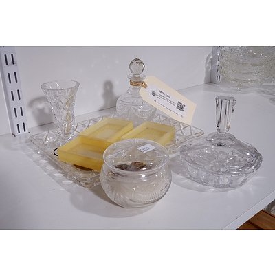 Assorted Crystal and Cut Glass Dressing Table Accessories
