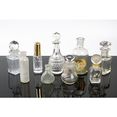 Assorted Crystal and Glass Perfume Bottles including Ed Pinaud of Paris
