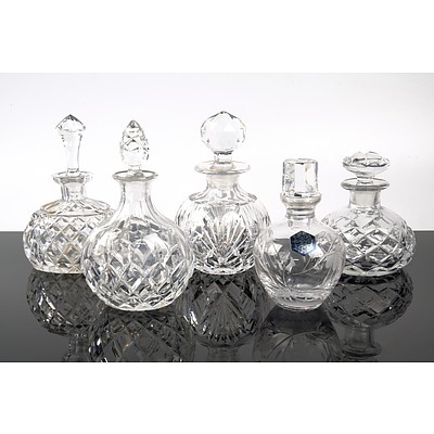 Five Vintage Cut Crystal Perfume Bottles including Stuart