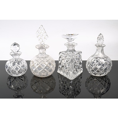 Four Vintage Cut Crystal Perfume Bottles