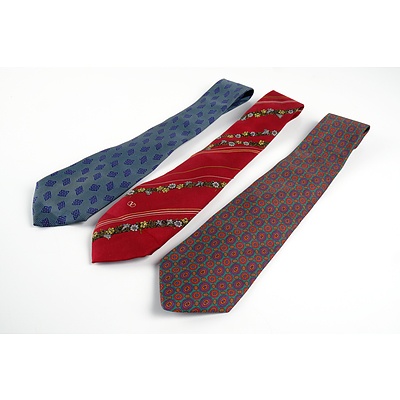 Three Vintage Pure Silk Men's Ties