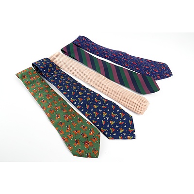 Five Vintage Salvatore Ferragarmo Men's Ties including Three Pure Silk