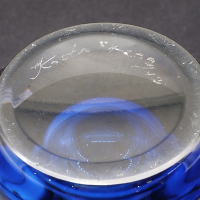 Vintage Cobalt Blue Kosta Boda Glass Bowl - Signed to Base