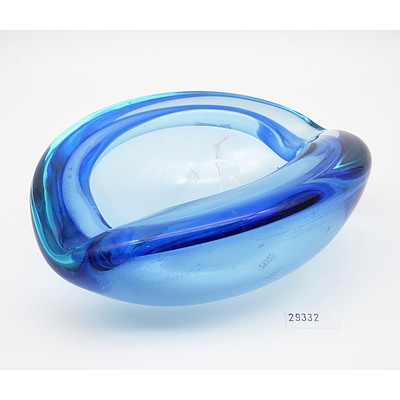 Mid Century Blue Murano Glass Cased Ashtray