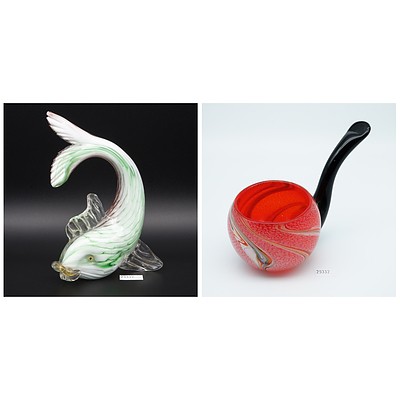 Vintage Murano Glass Fish Figurine and Long Handled Cup