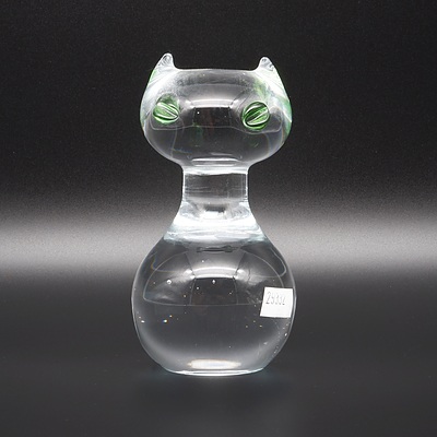 Vintage Hand Blown Glass Cat and Mouse Figurines