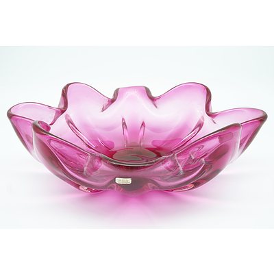 Vintage Pink Murano Glass Bowl