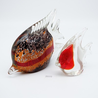 Two Vintage Art Glass Fish Figurines