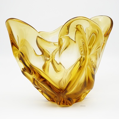 Large Yellow Murano Art Glass Vase